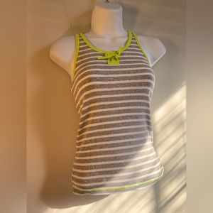 P.S. Large (10-12) Kids Tank Top Gray with Neon Green Stripes